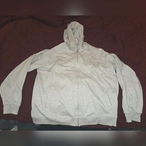 Woman's Sand-Colored Hoodie Sweater with a Flower Imprint.